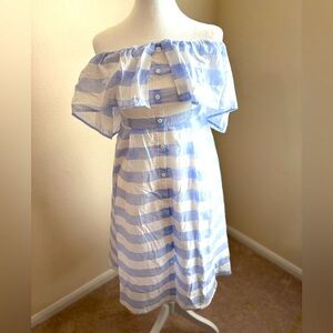 LuLu’s blue and white striped off the shoulder dress - Medium